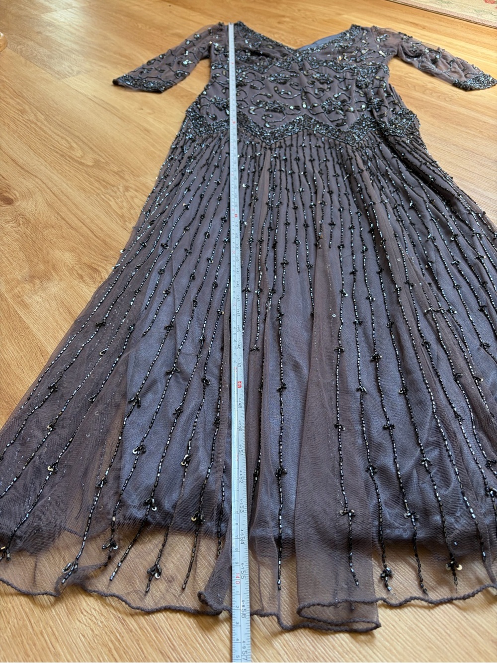 Pisarro Nights Gray Beaded V-Neck Evening Gown Formal size 16 - Picture 12 of 12